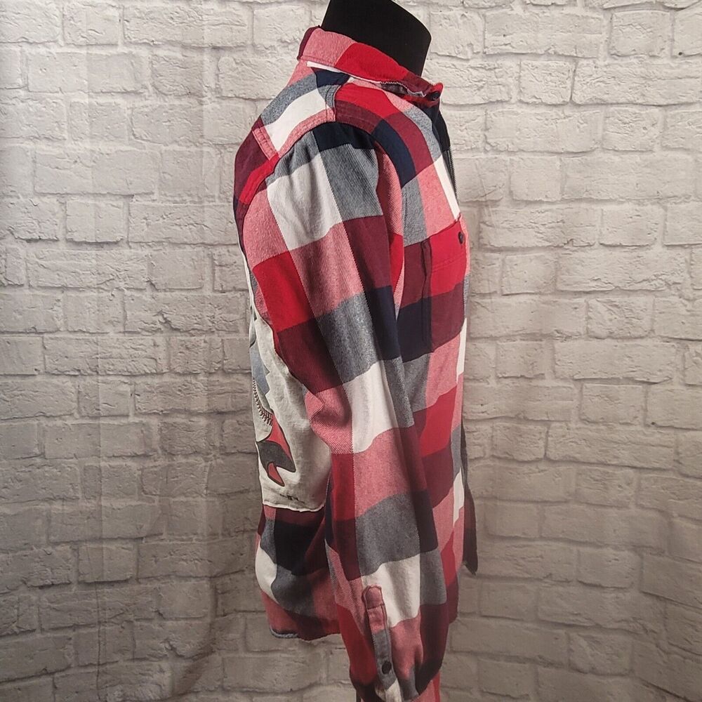 Cleveland Indians 1996 Upcycled Flannel Shirt Express Men Medium Chief Wahoo MLB - Picture 9 of 13